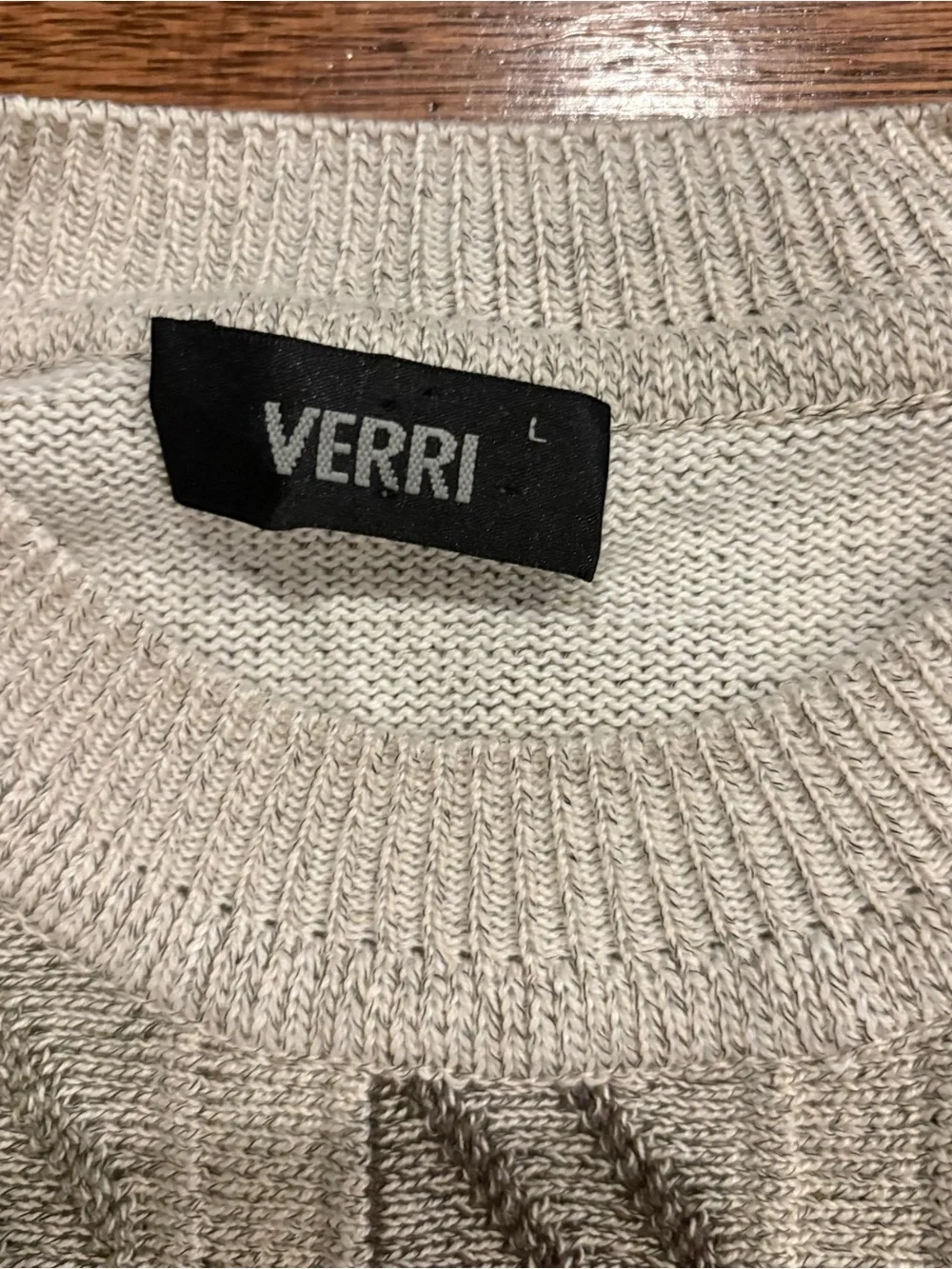 Men's Vintage 90s VERRI Cream Geometric Pattern Sweater